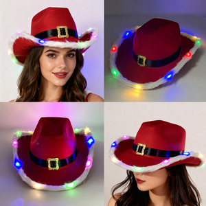 2026 חג המולד שמח סנטה קלאוס הוביל כובעים קאובוי כובעים חג המולד קישוט אור למעלה אדום הבוקרת אדום הבוקרת שנה חדשה אביזרים - Product Image 2