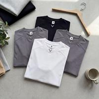 T-shirt ample de haute qualité pour homme, 240 grammes, simple, respirant et rafraîchissant, avec col en V métallique, idéal pour l'été