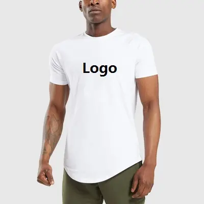 Camisetas blancas lisas con estampado de logotipo personalizado para hombre, 100% algodón, alta calidad