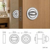 Poignée de porte à bouton rotatif moleté moderne en alliage de zinc avec écusson de confidentialité, finition chrome brillant, pour chambre, salle de bain, villa, hôtel