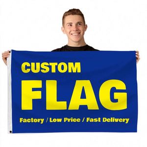 Drapeaux d'équipe personnalisés grand format 3x5 pieds pour l'extérieur, double face, en polyester imperméable, couleurs vives imprimées pour événements sportifs - Vente en gros - Product Image 1