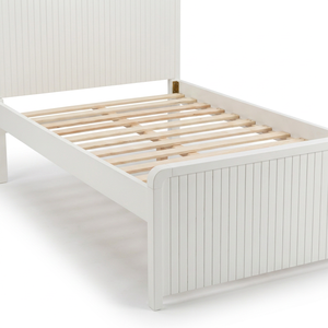 Minimalist White Queen Size <b>Platform</b> <b>Bed</b> <b>Frame</b> With Plywood Panel Design Assemblable - Product Image 4