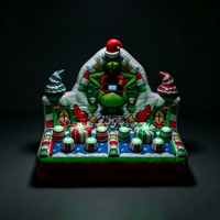 Jeu de tir gonflable Grinch de Noël avec capteur de lumière, cible de bonbons, jeu d'arcade d'intérieur pour les fêtes d'hiver, avec souffleur