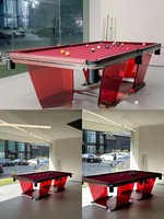 Table de billard de 7 pieds en verre personnalisable en usine avec verre trempé et pieds de table en verre transparent de qualité tournoi