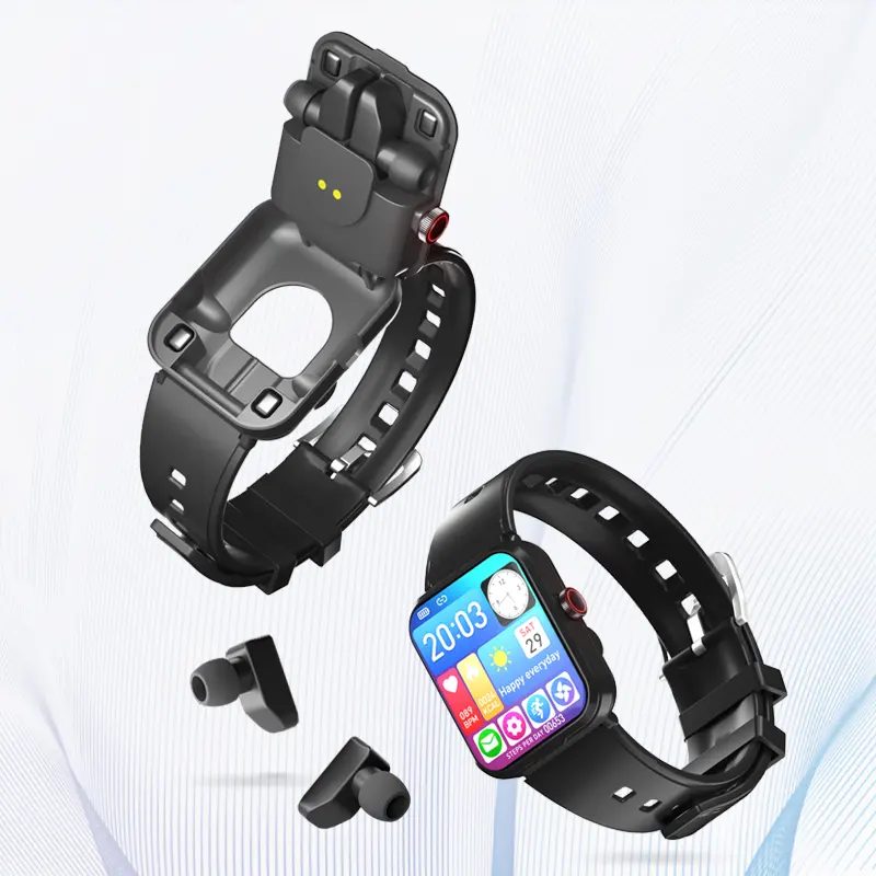 Sıcak satış 2 in 1 Smartwatch kulaklık ile S-6 1.85 inç IP67 su geçirmez HR spor için akıllı izle erkekler