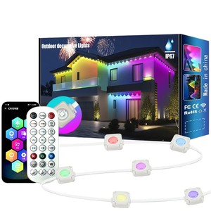 Tira de luces <span class=keywords><strong>LED</strong></span> de aleros RGB de 30m, luces de aleros dinámicos impermeables IP65 para iluminación de fachadas del hogar al aire libre, decoración inteligente - Product Image 5