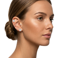 Anting-anting tusuk tulang rawan tragus bunga tren baru 2026, model flat back, perhiasan tubuh modis untuk wanita dan pria