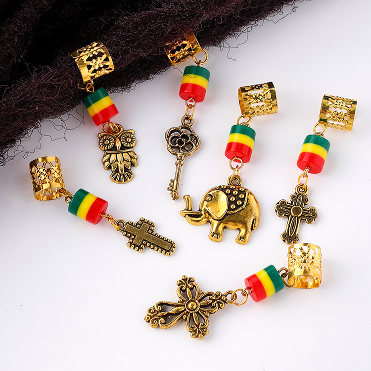 Samples Free Golden Plated Metal Hair Cuff With Pendant For Dreadlock Jewelry