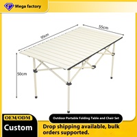 Table rectangulaire pliante en aluminium moderne Ruida pour l'extérieur, base de chevalet, relevable, blanc, portable, camping, pique-nique