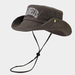 Chapeau de pêche Boonie à large bord rouge avec logo de broderie pour l'extérieur chapeau seau avec ficelle - Product Image 5