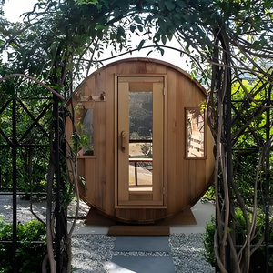 Luxuriöse Outdoor-Sauna für 4 Personen Holzbefeuerter Infrarot-Dampfraum Ofenheizung Duale Heizung Familien-Spa-Kabine Garten - Product Image 2