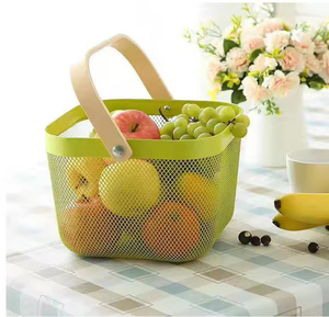 Panier de rangement en métal à mailles métalliques pour pique-nique, fruits et aliments, portable et tendance - Product Image 3