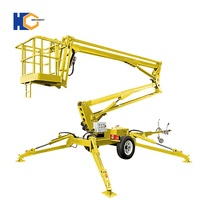 Plateforme élévatrice à flèche montée sur remorque HC Factory - Alimentée au diesel/électrique, hauteur de travail de 16 m, capacité de charge de 200 kg, rayon de travail de 8,5 m
