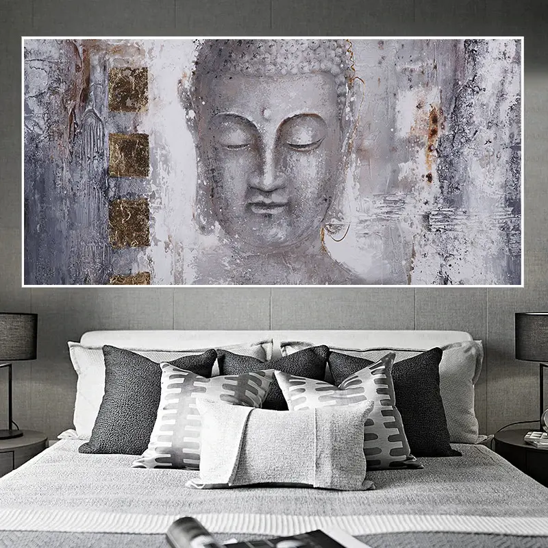 Абстрактная картина будды, холст, настенное искусство, холст, большая современная картина будды для гостиной, Настенная картина, печать, плакат, Декор