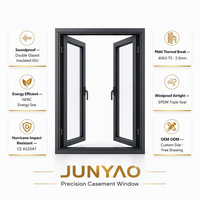 Fenêtre à battant JUNYAO en alliage d'aluminium pour vue sur la mer, 5+27A+5, faible émissivité, insonorisée, à rupture de pont thermique, NFRC AS2047 CE OEM Hôtel