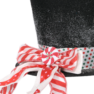 زينة شجرة عيد الميلاد على شكل قبعة سوداء لامعة من اللباد الصناعي عالي الجودة - Product Image 2