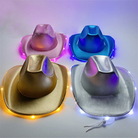 Ul4200un nuovo cappello da Cowboy con LED in molti colori materiale di paillettes per adulti bambini di nuovo le feste di diploma della scuola altre esibizioni arrivano