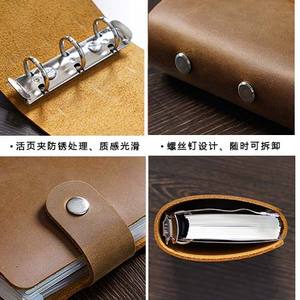 Diario settimanale del taccuino in vera pelle A9 libro con pagine 120 Mini raccoglitore con maniche in vacchetta - Product Image 5