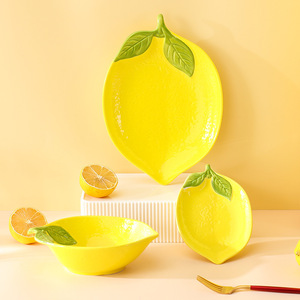 Ciotole e Piatti in Ceramica a Tema Limone - Stoviglie per Bambini Carine, Adatte al Microonde, Stile Instagram, per Uso Domestico - Product Image 1