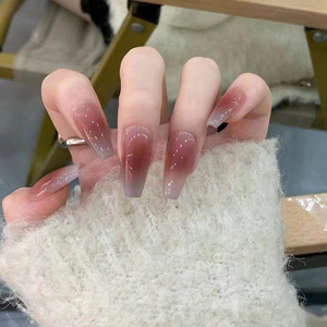 <span class=keywords><strong>Uñas</strong></span> postizas de bailarina con forma de ataúd, estilo ombre, tono rosa intenso en el <span class=keywords><strong>centro</strong></span> y borde lila translúcido, de alto brillo, para salón, 24 unidades. - Product Image 2