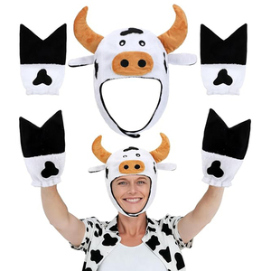 Ensemble <span class=keywords><strong>de</strong></span> costume <span class=keywords><strong>de</strong></span> vache personnalisable comprenant un chapeau <span class=keywords><strong>de</strong></span> vache en peluche et des gants <span class=keywords><strong>de</strong></span> vache, accessoire amusant <span class=keywords><strong>pour</strong></span> se déguiser en animal <span class=keywords><strong>de</strong></span> la ferme <span class=keywords><strong>pour</strong></span> une fête costumée - Product Image 1