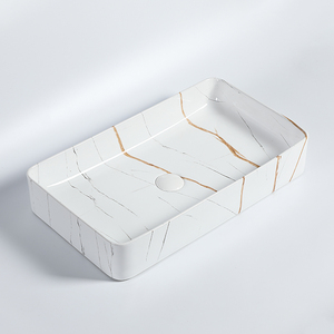 <span class=keywords><strong>Lavabo</strong></span> de salle de bain <span class=keywords><strong>en</strong></span> céramique de couleur marbre noir, moderne, rectangulaire, à poser sur le comptoir - Product Image 2