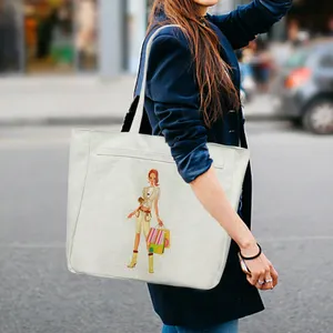 लोगो प्रिंट सबलिमिनेशन शॉपिंग बैग के साथ बड़े व्यक्तिगत थोक कपास कैनवास बैग