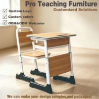 Ensemble de bureau et chaise d'école réglables, table d'étude en bois avec étagères de rangement, mobilier de classe robuste, directement de l'usine