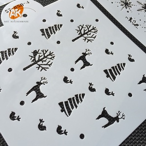 AK Giáng Sinh Bông Tuyết Tùy Chỉnh Hoàng Gia Icing Stencil Laser Cut Tranh Nhựa Template Cấp Thực Phẩm PET Cake Stencils ST-858 - Product Image 5