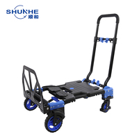 Chariot à bagages pliable à quatre roues Shunhe FW-90TP, cadre en aluminium et acier, chariot de courses industriel multifonction, L45xW78cm