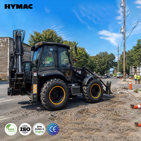 Diesel Backhoe Loader dengan Lengan Excavator Front Loader, Traktor Hidrolik 4x4, Kabin ROPS, Sistem Penggerak Empat Roda