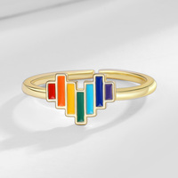 RFJEWEL 2026 Nouvelle Bague Ouverte Ajustable en Forme de Cœur Colorée Plaqué Or/Argent, Bijou Tendance pour Femme, Vente en Gros