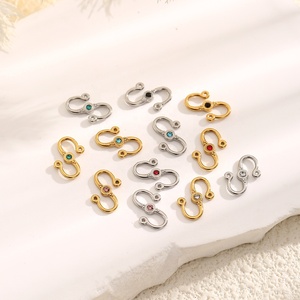 Conector de Cierre en Forma de S con Pedrería |   Gancho en Forma de Serpiente de Acero Inoxidable Chapado en Oro PVD de 18K para Hacer Joyería, Pulseras y Collares - Product Image 1