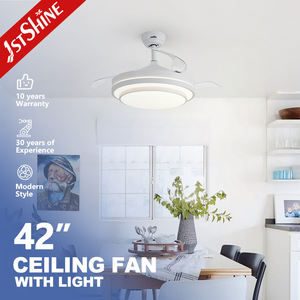 1stshine LED Ventilador de techo 3 PC Aspas Acabado en blanco Ventilador de Techo Retráctil inteligente con luz LED - Product Image 1