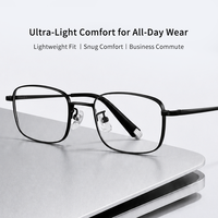 Gafas Unisex Rectangulares de Metal con Protección Anti-Luz Azul, Ligeras, Color Marrón Sólido, Montura Completa, para Uso Diario en Adultos