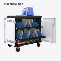 Chariot de recharge pour ordinateurs portables sur mesure à 32 emplacements pour les écoles, station de recharge mobile robuste pour Chromebook avec PDU intelligent et certifié CE
