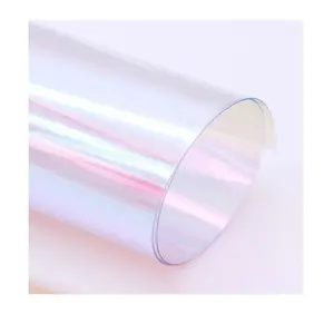 Rolo de filme em pvc transparente, capa de arco-íris em pvc colorido transparente de 0,3 - 0,8 mm de 54 polegadas