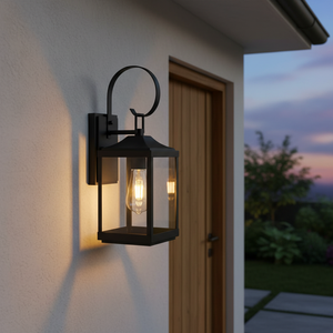 Lámpara de Pared <span class=keywords><strong>Exterior</strong></span> Vintage de 18 Pulgadas, Cuadrada, para Jardín, 1 Luz, Impermeable IP44, 3000K, Estilo <span class=keywords><strong>Farol</strong></span> - Product Image 1