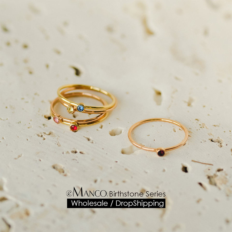 EMANCO Personalized Birthstone Stackable Colorful Rings Stainless Steel ...