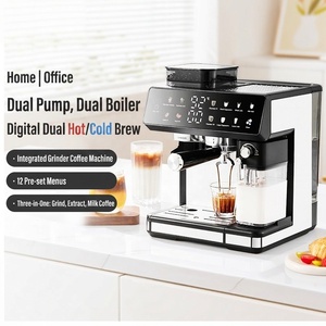 เครื่องชงกาแฟเอสเพรสโซแบบมืออาชีพ พร้อมหม้อต้มคู่ในตัว เครื่องชงกาแฟอัตโนมัติเต็มรูปแบบ สำหรับใช้ในบ้าน สำนักงาน และร้านกาแฟ - Product Image 3