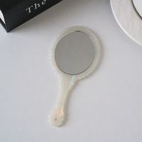 Miroir rond géométrique rétro Sheyi JJ011 avec poignée, miroir de maquillage portable en acétate