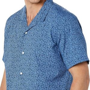 Camisa de Verano para Hombre, Corte Entallado, 100% Algodón Tejido, Manga Corta, Cuello Alto, Transpirable, con Botones, Logotipo Personalizado, Estampada - Product Image 6