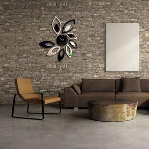 Vendita calda 3D albero foglie forma di carta da parati geometrica acrilico specchio orologio arte decorazione alla moda per la casa - Product Image 2