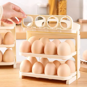 1pcs multi-layer folding <b>egg</b> carton refrigerator side door <b>storage</b> rack Kitchen <b>egg</b> tray foldable design home refrigerator - Product Image 4