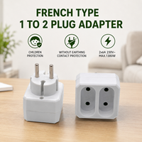 Adaptador Europeo Blanco de 2 Vías, Enchufe de 2 Pines, Entrada de 2 Tomas Ovaladas, 6A 250V Máx. 1500W, Divisor de Bloque Biselado para Alemania y Francia