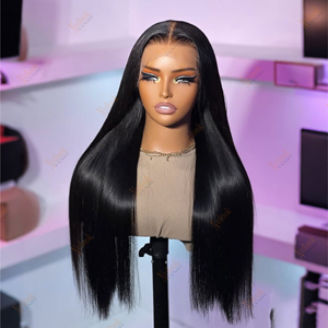 Perruque Frontale 13x4 Lisse Parfait en Cheveux Humains Vietnamiens Bruts, Sans Colle, Dentelle HD Suisse, pour Femmes Noires - Product Image 3