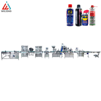 Ligne de remplissage automatique pneumatique d'huile et de gaz en aérosol pour applications cosmétiques et chimiques avec une haute précision