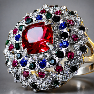 Anello da sposa con gemma rossa stellata per la notte di Natale, gioielli alla moda colorati per donna - Product Image 5