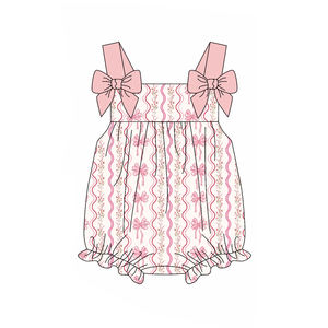 Précommande Coquette arcs petite fille Shorts tenues enfants volants robe mignon bébé bulle barboteuse en gros soeur bébé vêtements - Product Image 4