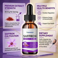 Ausreson OEM Extrait de Safran Liquide Halal, Gouttes pour la Vision, Soutien de l'Humeur, Complément Éclaircissant pour la Peau, Prix pour Acheteurs